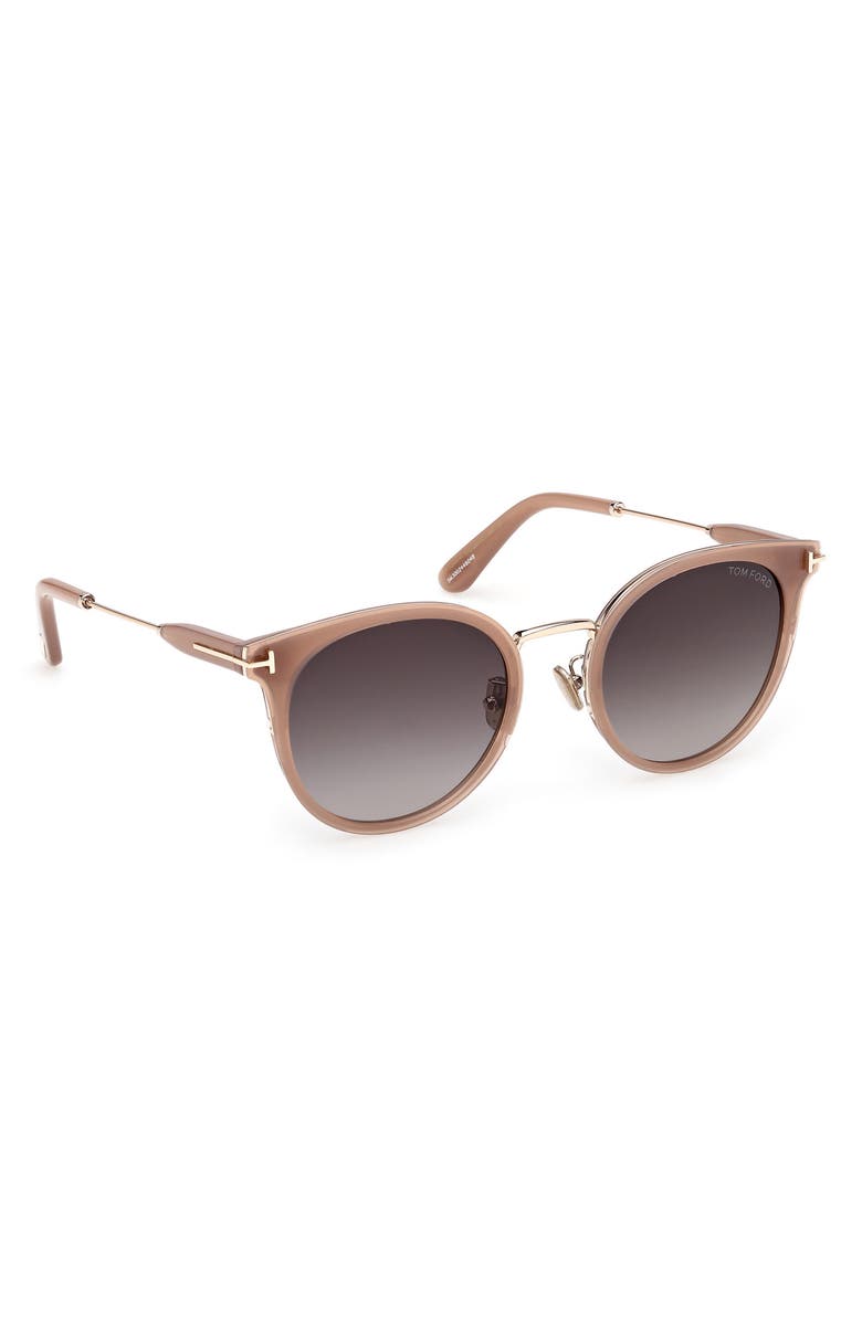 TOM FORD 54mm Round Sunglasses, Alternate, color, Beige Rose Gold / Grad Smoke