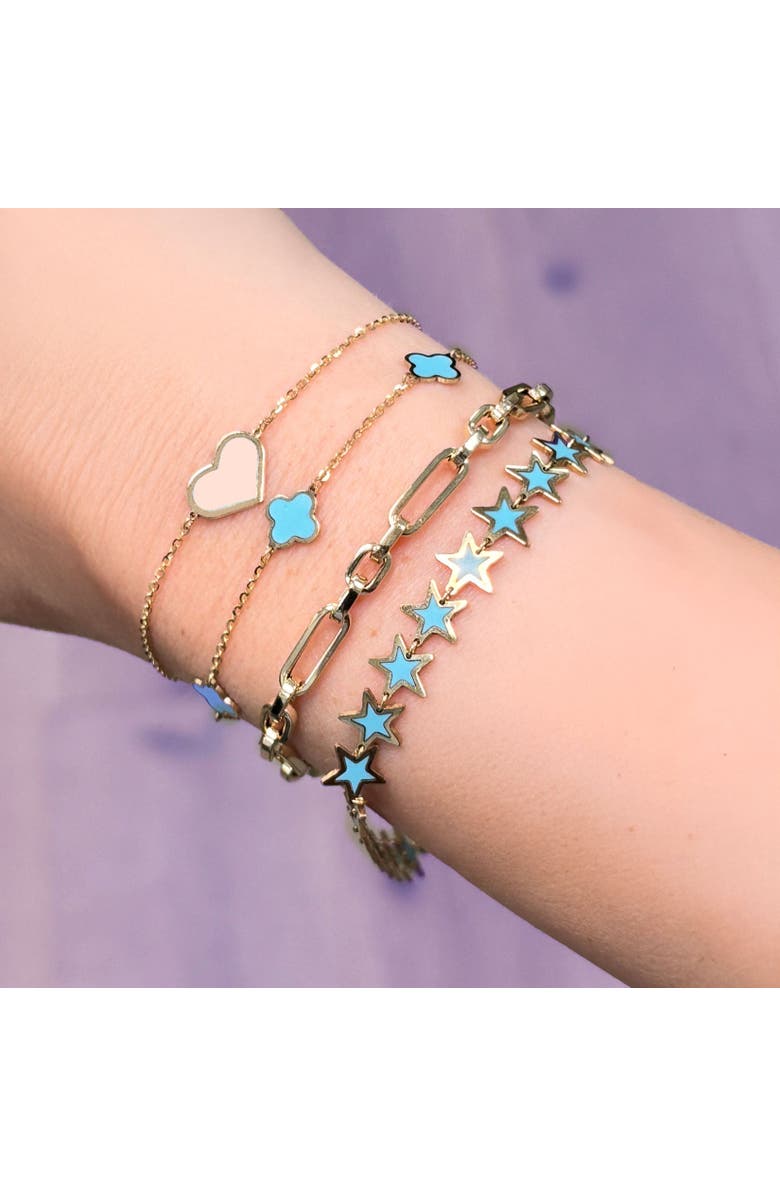 The Lovery Fine Jewelry Pink Pearl Single Heart Bracelet, Alternate, color, Pink Pearl