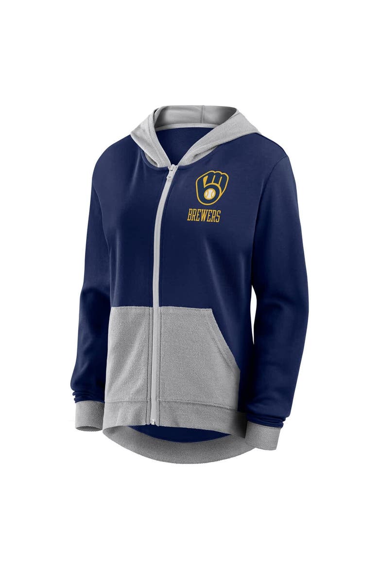 Women's Fanatics  Navy Milwaukee Brewers Hit It French Terry Full-Zip Hoodie, Alternate, color, Navy