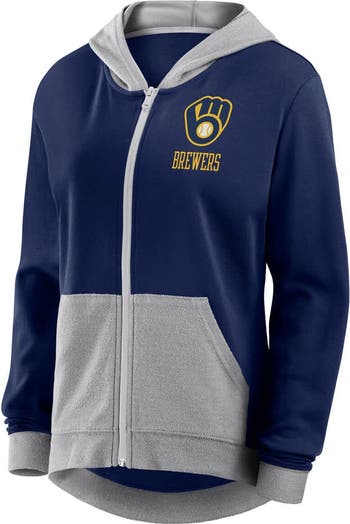売れ筋商品|||ファナティクス カットソー トップス レディース Women's Navy Milwaukee Brewers Hit It French Terry Full-Zip Hoodie Navy, Steel FANATICS Women's Fanatics Navy Milwaukee Brewers Hit It