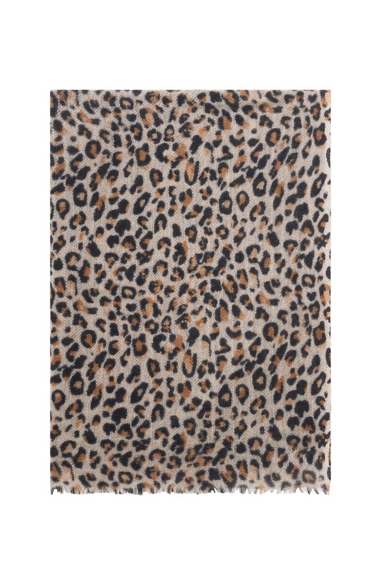 GERARD DAREL Rosalie Leopard Pattern Scarf, Main, color, Straw