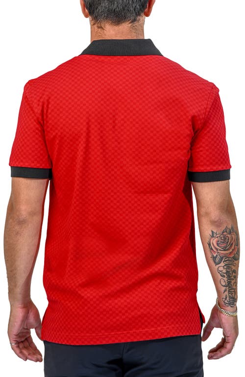 Maceoo Mozartsquaretip Stretch Nylon Polo In Red