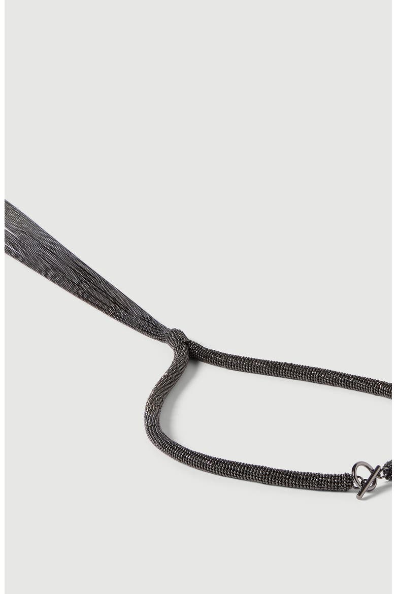 Monili tie necklace, Alternate, color, Black