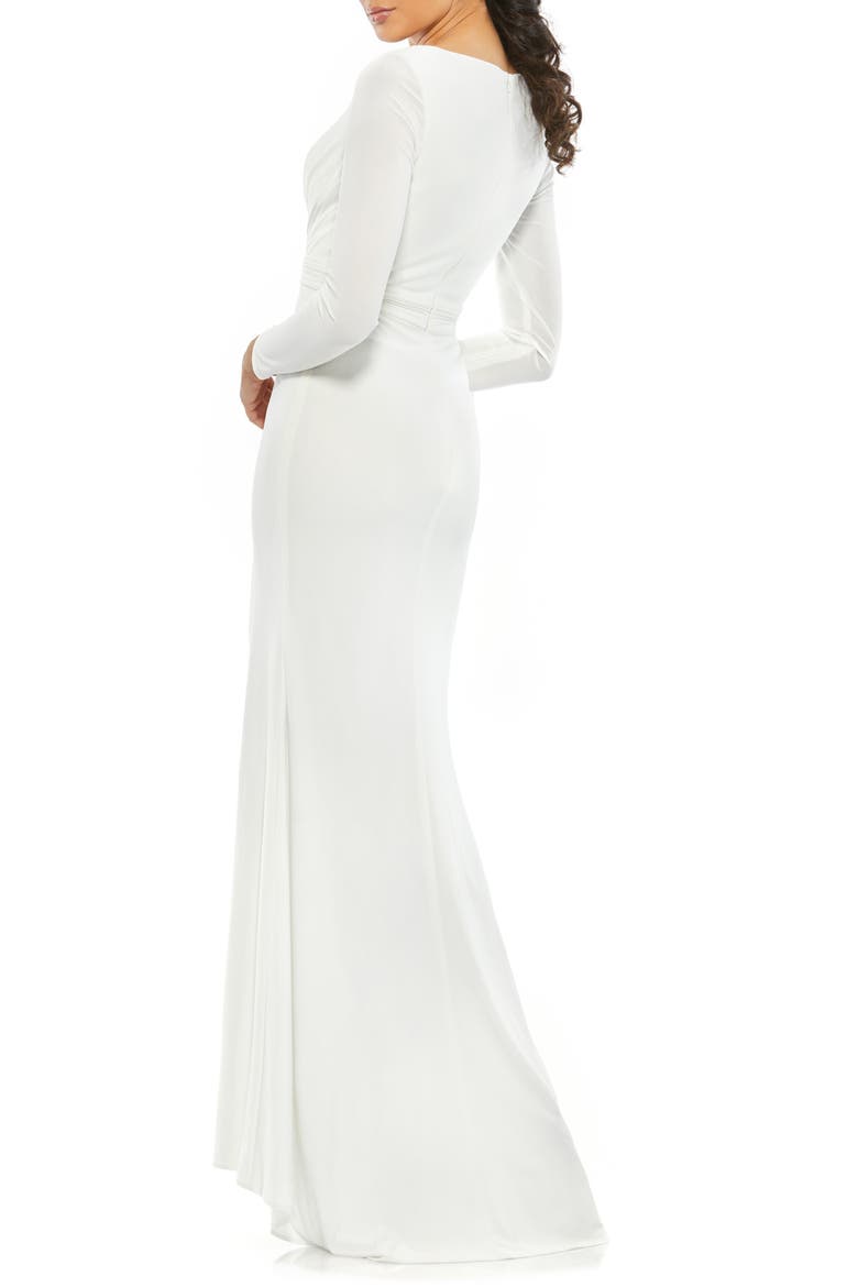 Long Sleeve Wrap Jersey Gown, Alternate, color, WHITE