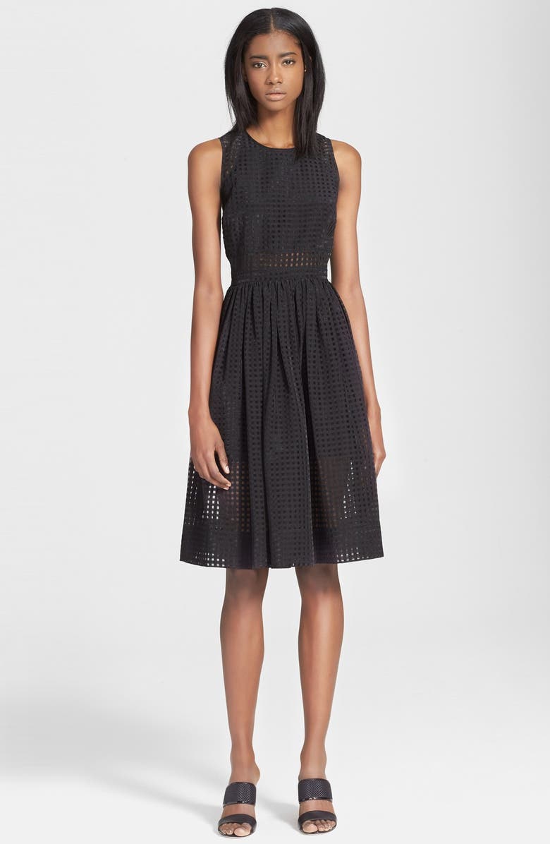 Elizabeth and James 'Heidi' Check Jacquard Fit & Flare Dress, Main, color, 