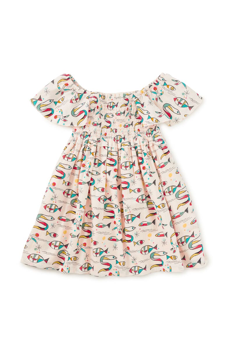 21020 Flutter Sleeve Smocked Dress, Main, color, Mar De Miro