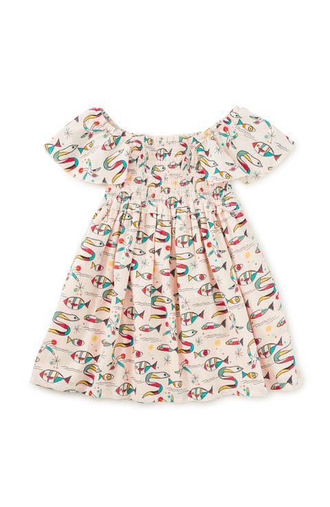 Flutter Sleeve Smocked Dress (Toddler, Little Kid, Big Kid)