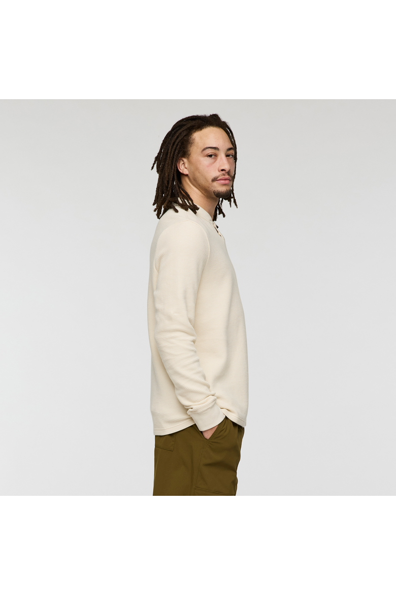 Atajo Long-Sleeve Waffle Henley - Men's, Alternate, color, Cream