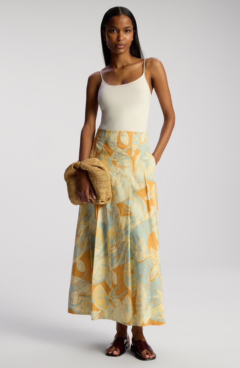 A.L.C. Eve Pleated Linen Blend Maxi Skirt, Alternate, color, 