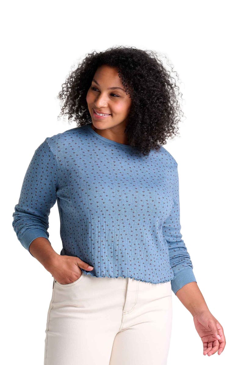 Toad & Co Foothill Pointelle Long Sleeve Crew II, Alternate, color, North Shore Ditsy Print