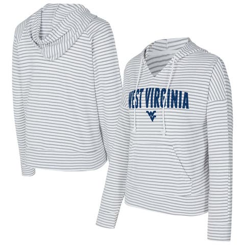 Men's Concepts Sport  White/Gray West Virginia Mountaineers French Terry Striped V-Neck Pullover Hoodie