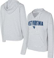 CONCEPTS SPORT Men's Concepts Sport  White/Gray West Virginia Mountaineers French Terry Striped V-Neck Pullover Hoodie