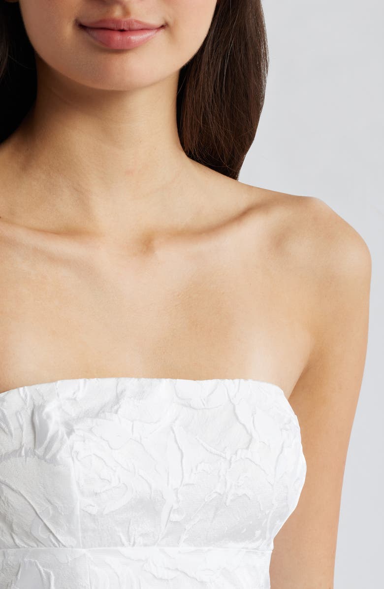 Princess Polly Cross Your Heart Floral Jacquard Strapless Minidress, Alternate, color, 