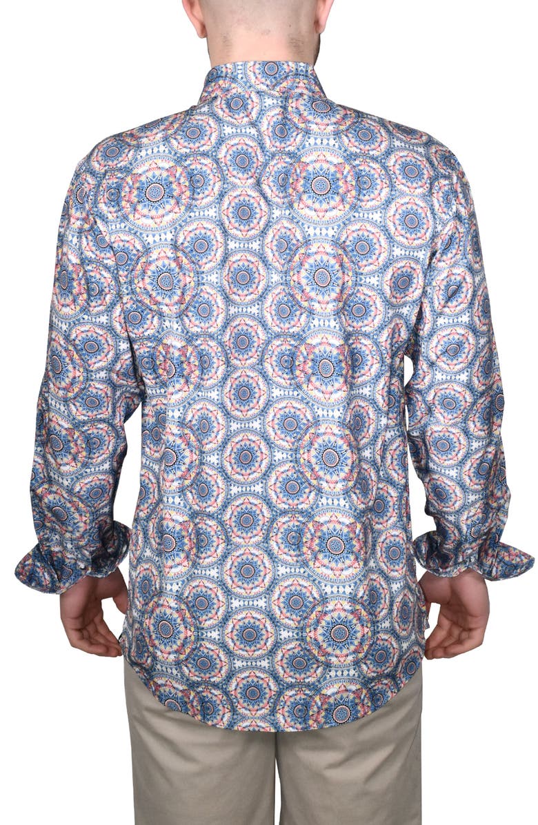 Vintage 1946 Modern Fit Mandala Print Stretch Button-Up Shirt, Alternate, color, 