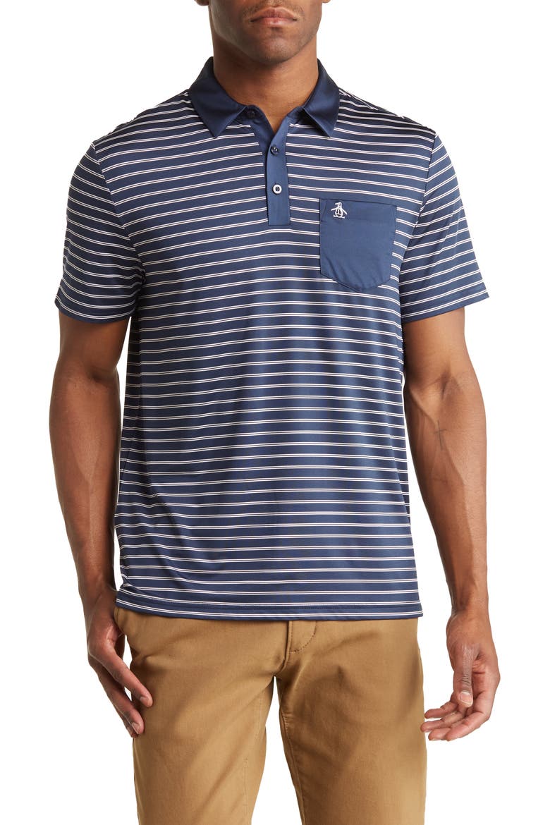 Colorblock Stripe Jersey Polo, Main, color, BLACK IRIS