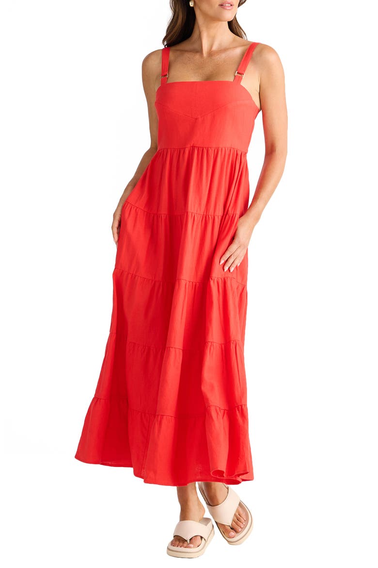 Gelato Tiered Fit & Flare Maxi Dress, Alternate, color, POPPY RED