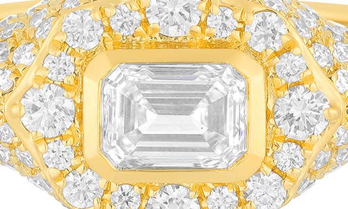 Ef Collection Daphne Emerald Cut Pavé Diamond Ring In Gold