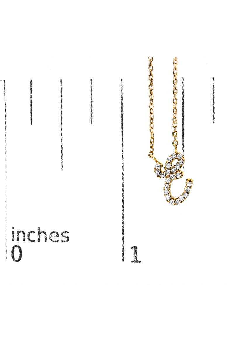 14K Gold Diamond Accent "A-Z" Initial Script Style Pendant Necklace, Alternate, color, Yellow Gold | E