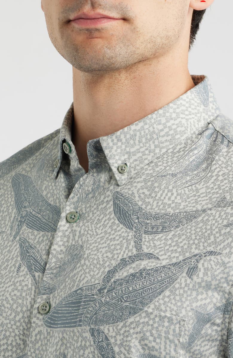 Tori Richard Marine Mosaic Jacquard Cotton Shirt, Alternate, color, Grey