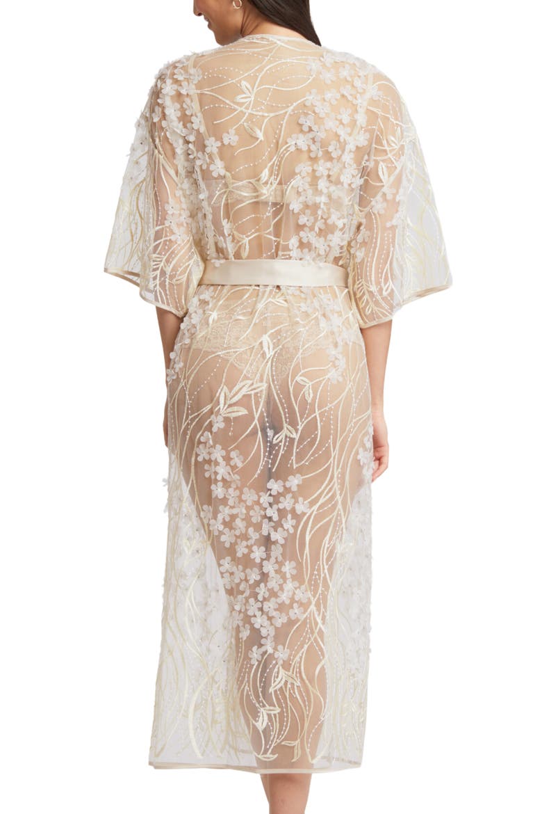 Kiss Flower Appliqué Robe, Alternate, color, CHAMPAGNE