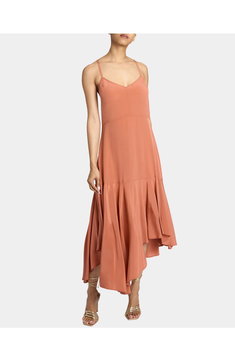 Santorelli DAVINA Sleeveless Fit and Flare Midi Dress in Silk Crepe De Chine, Main, color, Syrup