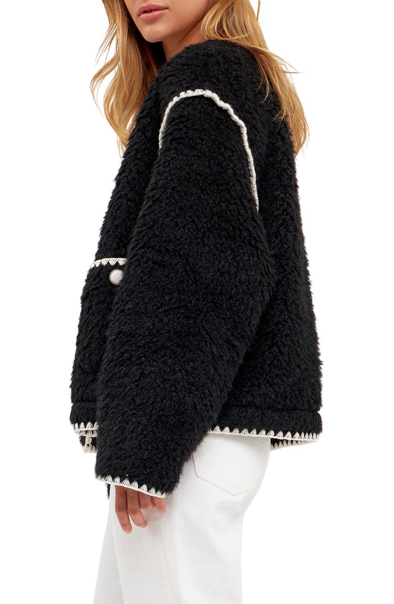 English Factory Premium Contrast Trim Faux Shearling Jacket, Alternate, color, 