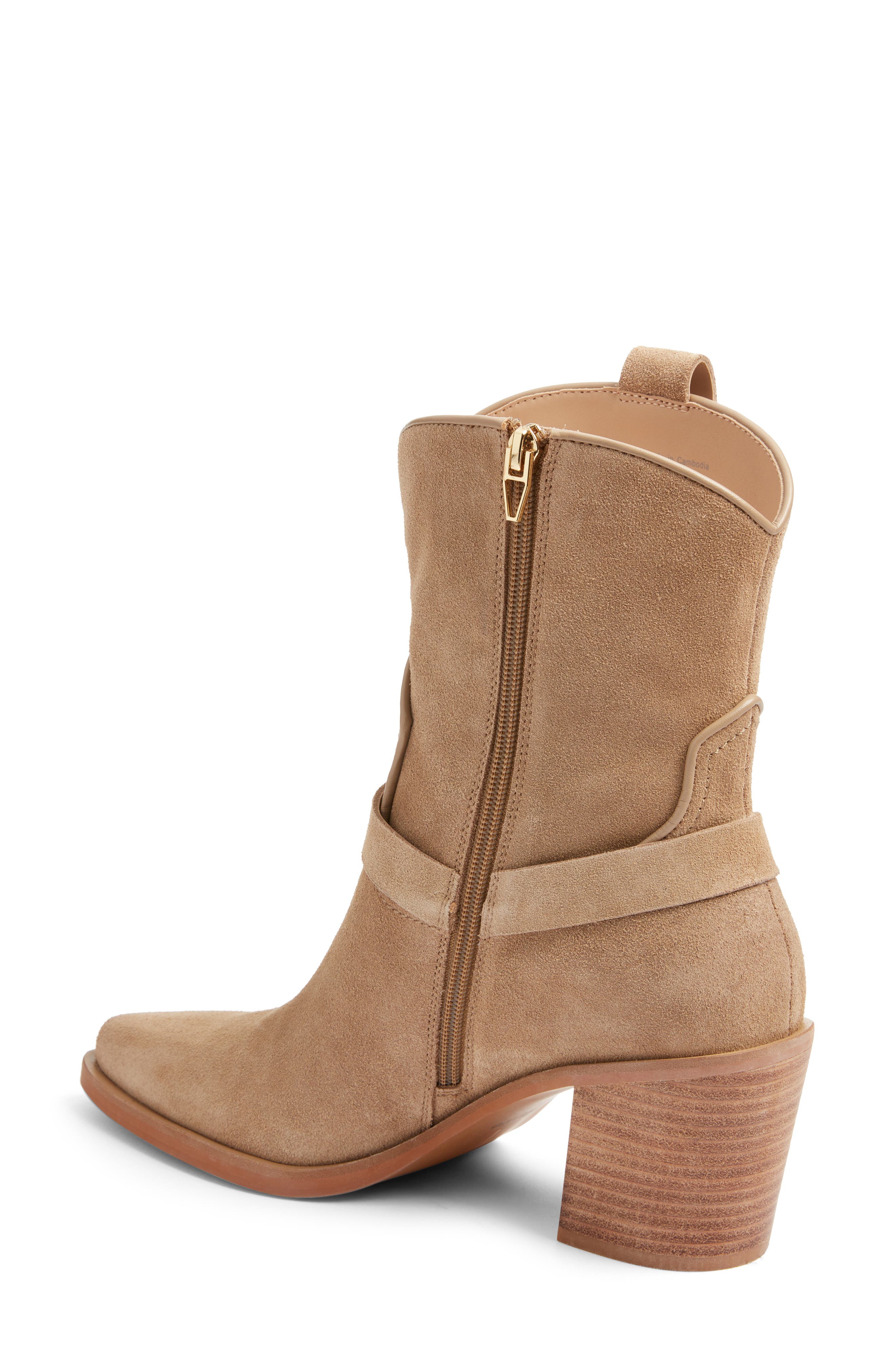 Dolce Vita Kenzen Western Harness Boot, Alternate, color, Dark Taupe Suede