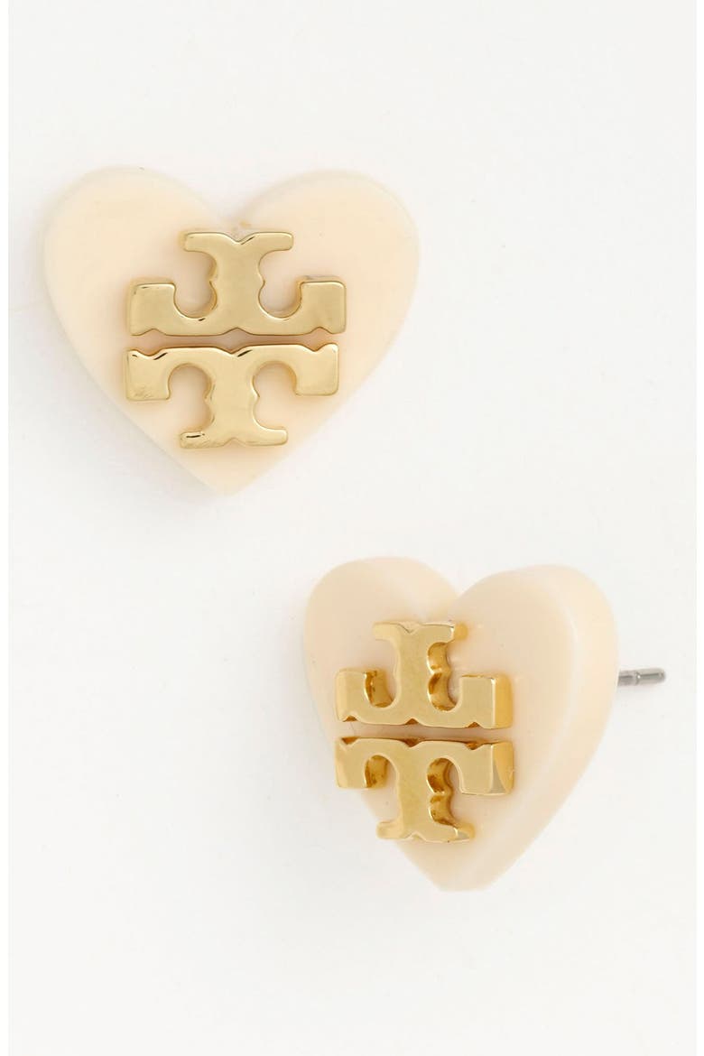 'Tilsim' Logo Heart Stud Earrings, Main, color, IVORY/ GOLD