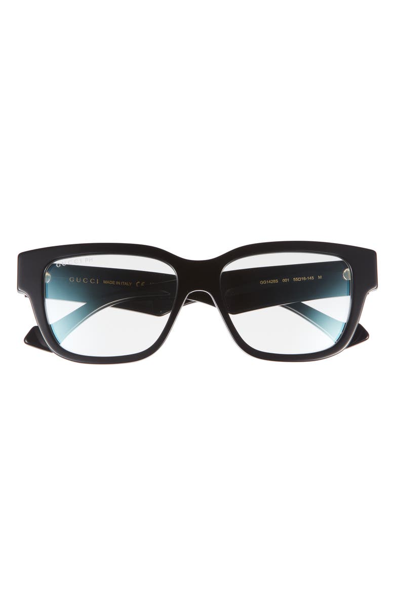 Gucci 55mm Rectangular Optical Frames, Main, color, Black Black Transparent