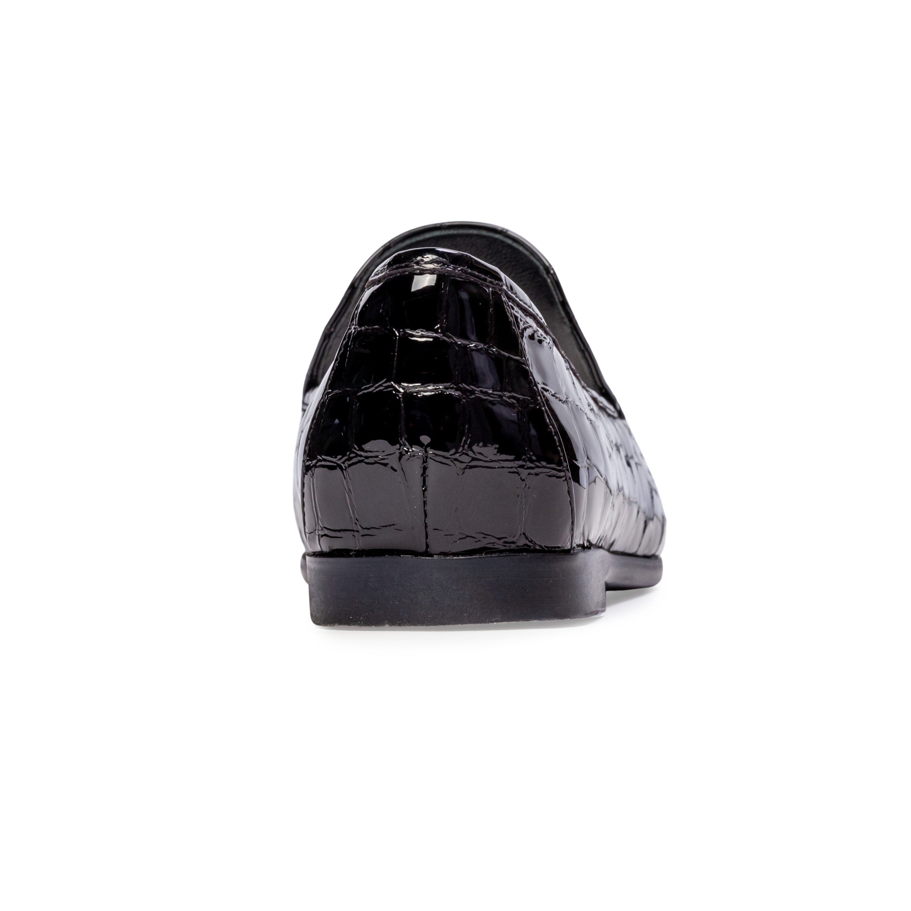 Allie Croc Loafer, Alternate, color, Black Croc Patent Leather