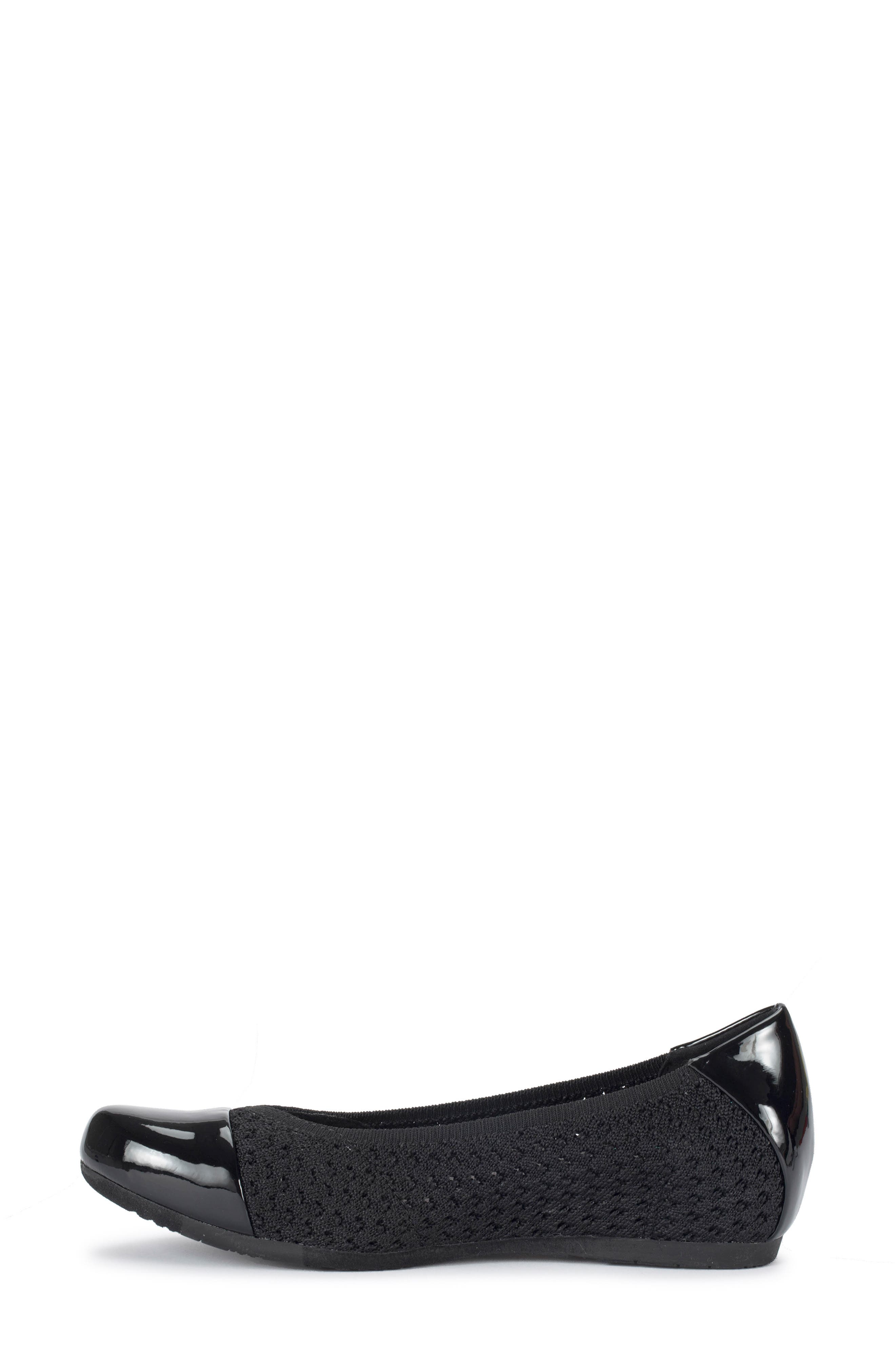 Mia Cap Toe Flat, Alternate, color, BLACK
