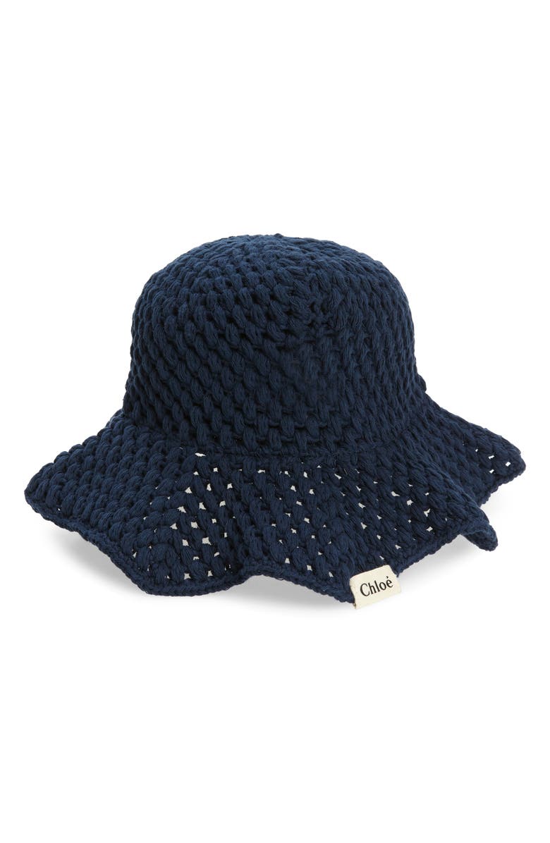 Chloé Crochet Cotton Bob Hat, Main, color, 