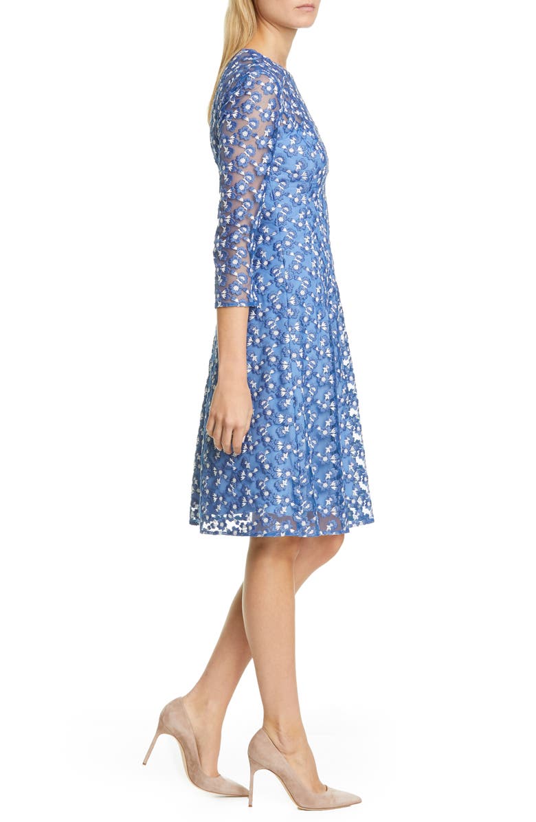 Lela Rose Holly Embroidered A-Line Mesh Dress, Alternate, color, 