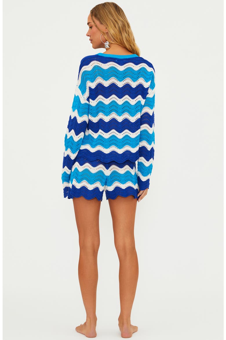 Balboa Wavy Stripe Pointelle Cover-Up Shorts, Alternate, color, RIVIERA WAVES