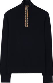 Burberry Cameron Quarter Zip Merino Wool Sweater
