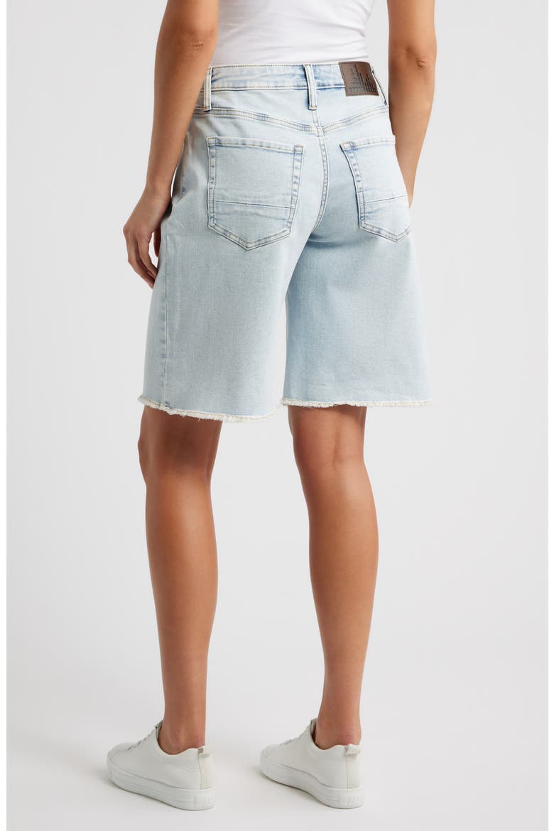 Frayed Denim Bermuda Shorts, Alternate, color, SNOW