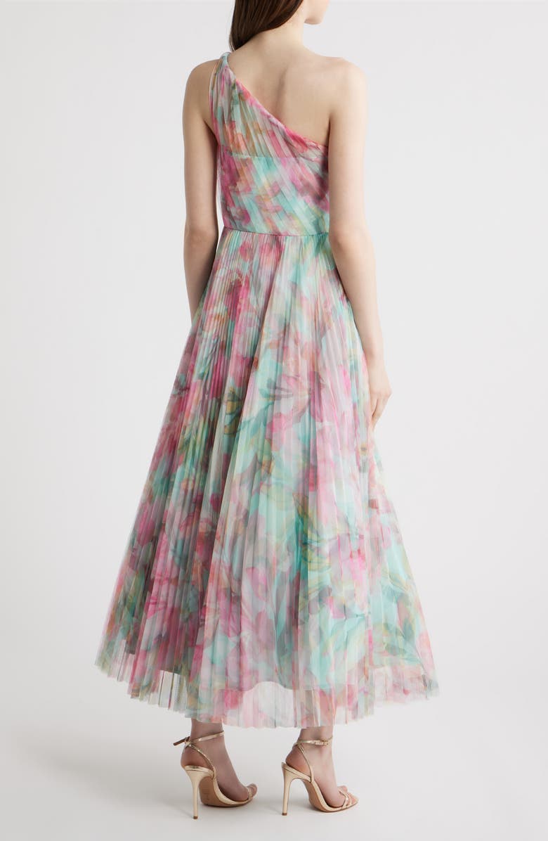 Hutch Philippa One-Shoulder Gown, Alternate, color, Mint/ Multi Overlay Tropical