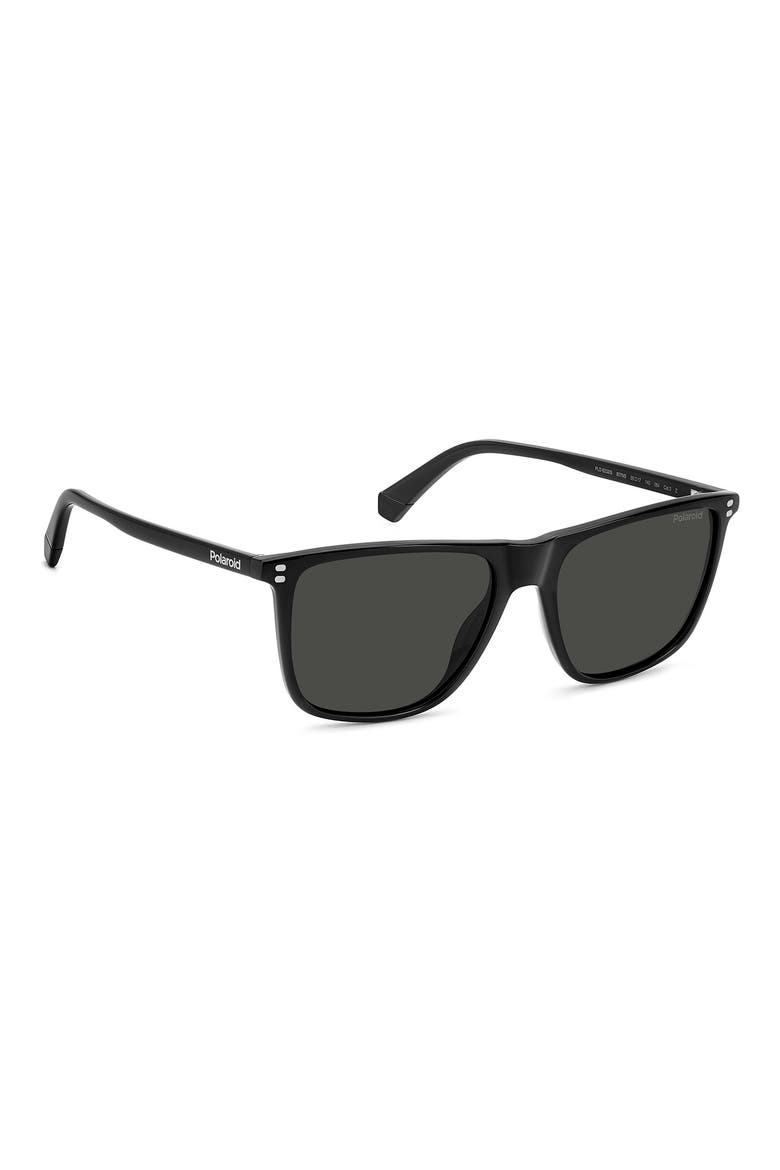 55mm Polarized Rectangular Sunglasses, Alternate, color, BLACK/ GREY POLAR