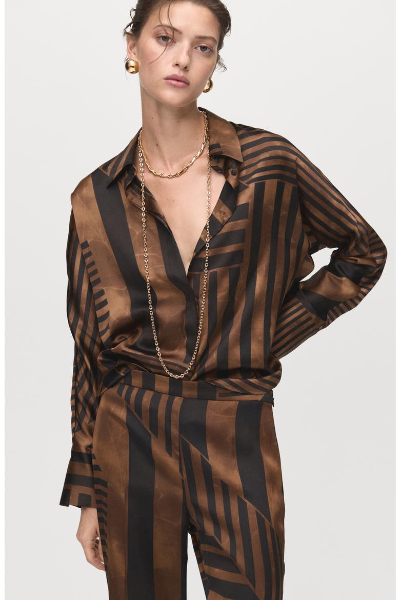 Satin Stripe Pants, Alternate, color, BROWN
