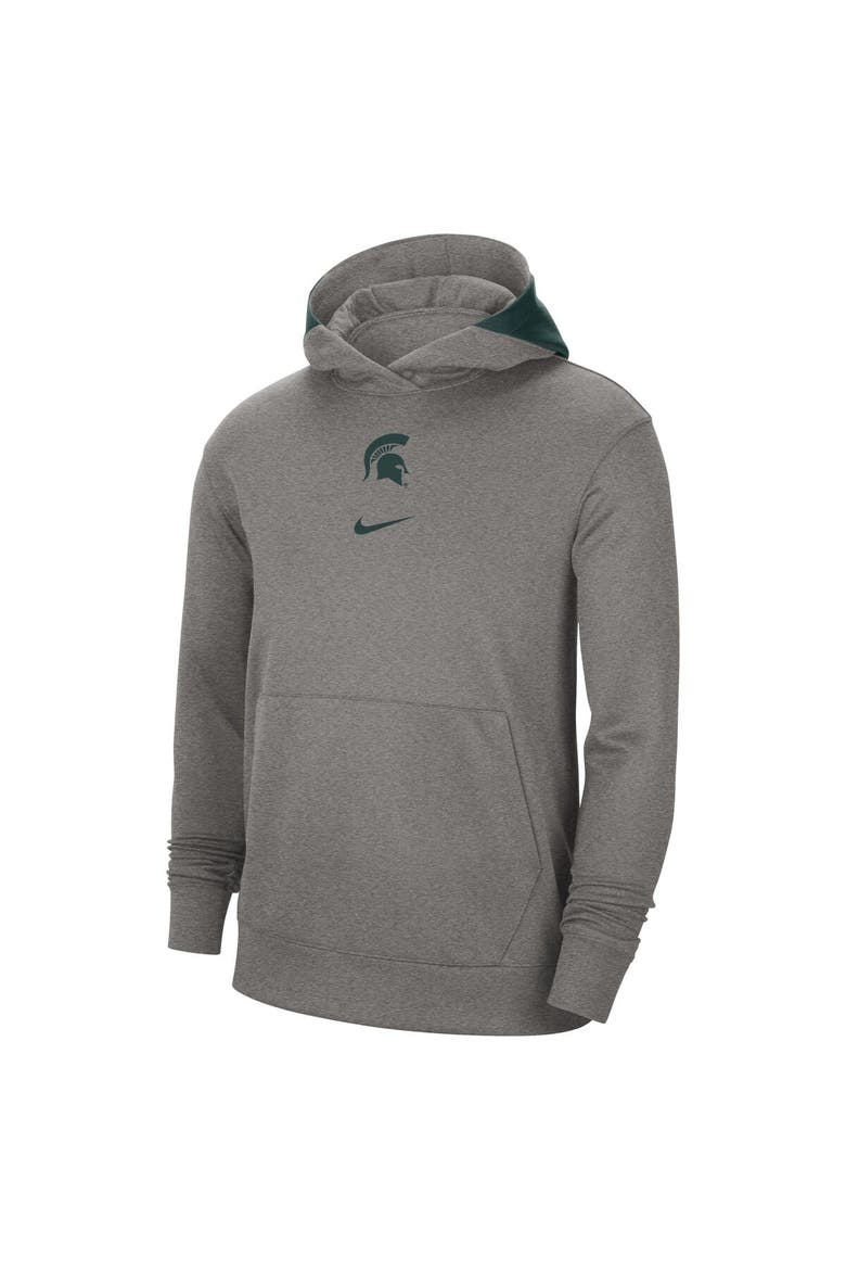 Men's Nike Heather Gray Michigan State Spartans Team Basketball Spotlight Performance Pullover Hoodie, Alternate, color, Heather Gray