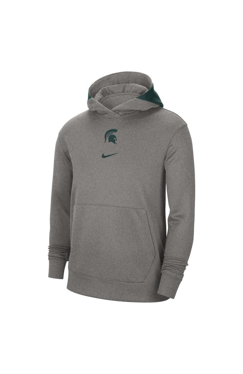Nike Men's Nike Heather Gray Michigan State Spartans Team Basketball Spotlight Performance Pullover Hoodie, Alternate, color, 