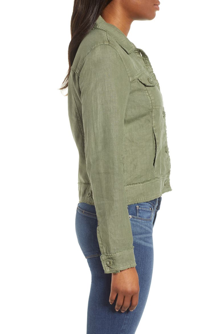 Two Palms Linen Raw Edge Jacket, Alternate, color, TEA LEAF