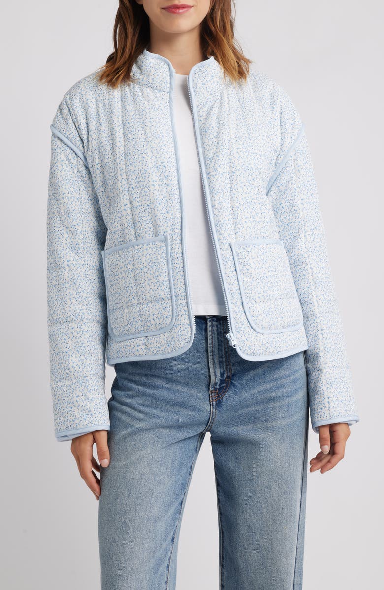 Thread & Supply Quilted Jacket, Main, color, Ivory Blue Combo