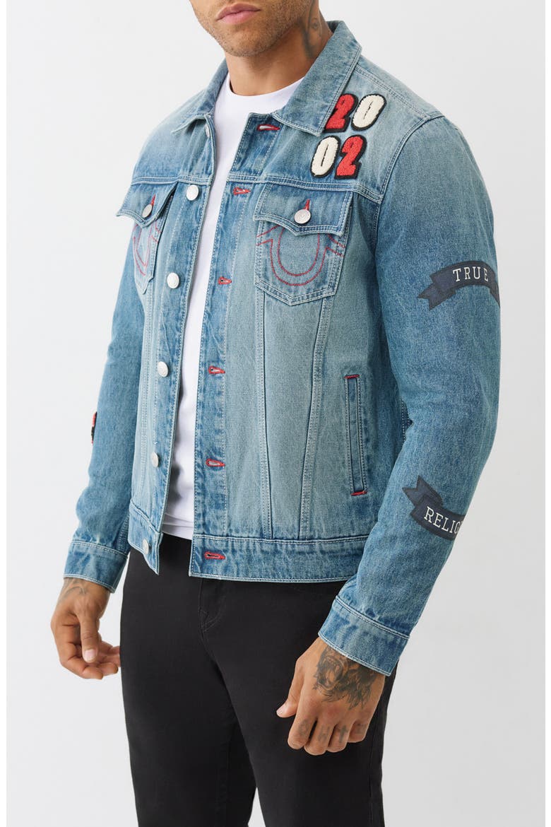 Jessie Patch Denim Jacket, Alternate, color, LIGHT AUTUMN WALK WASH