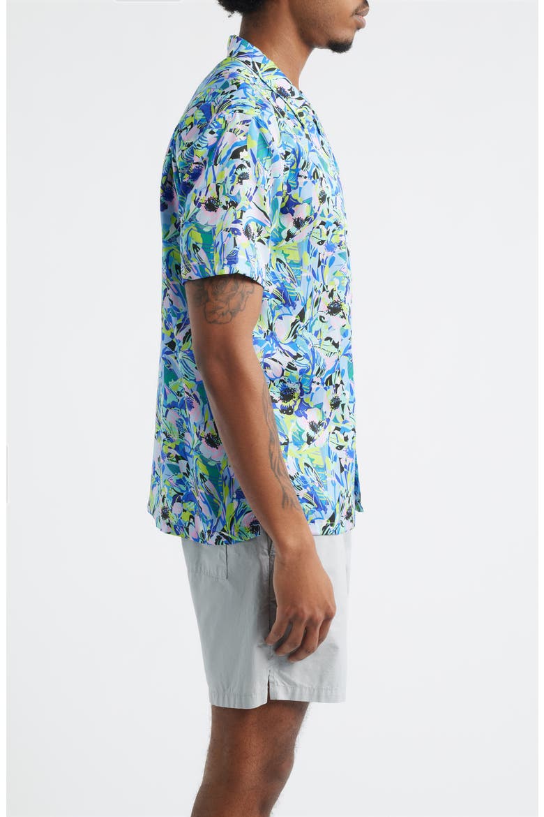 Floral Print Camp Shirt, Alternate, color, BLUE