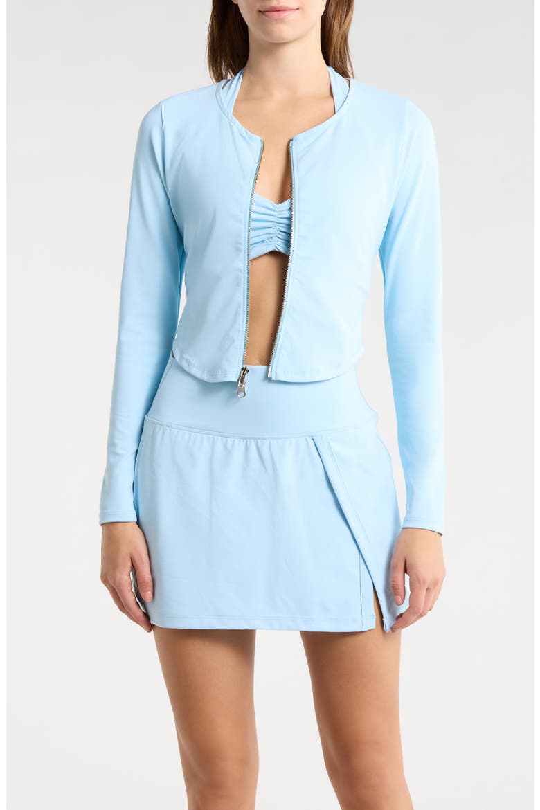 Crop Zip Cardigan, Main, color, SKY