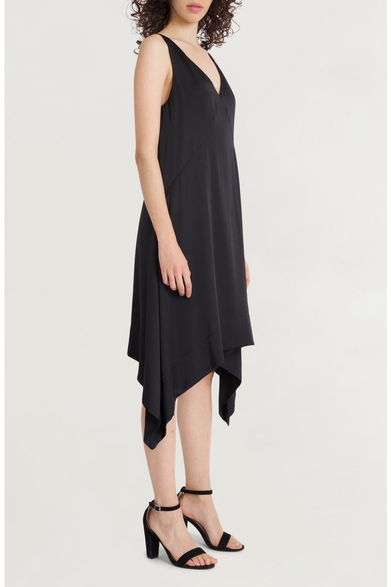 Sleeveless Asymmetric Midi Dress, Alternate, color, METEORITE