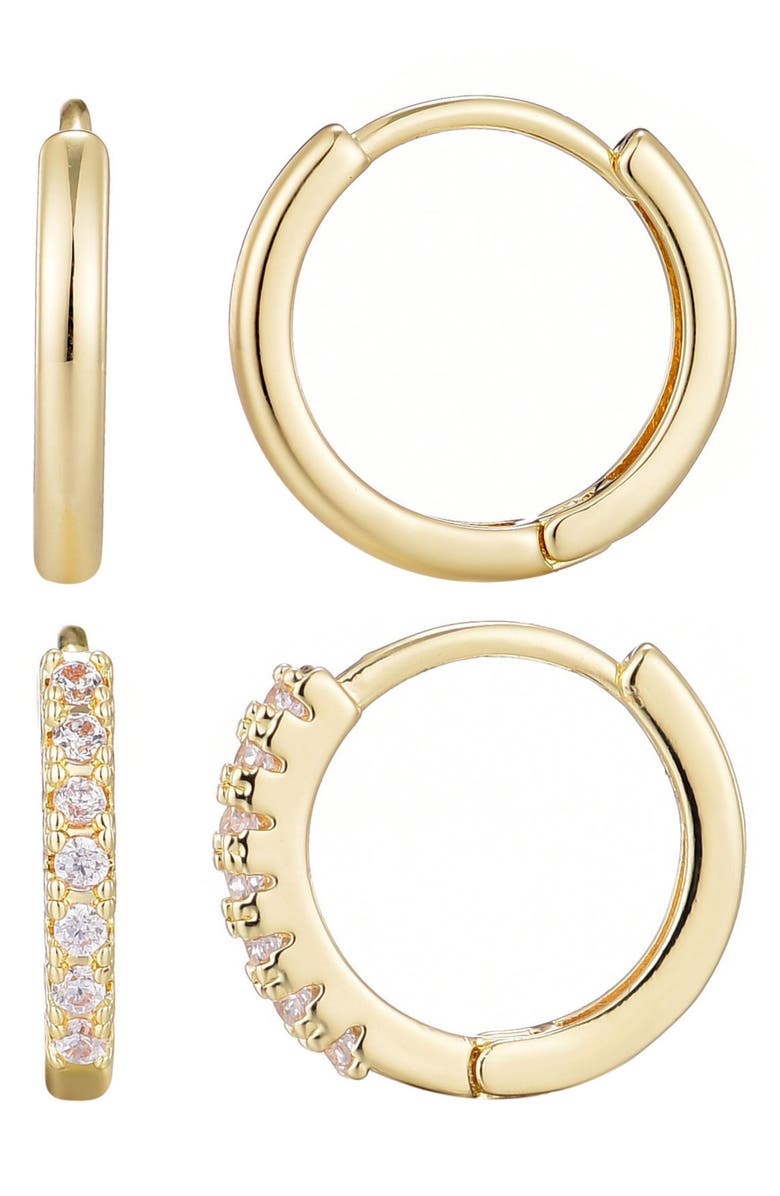 Adornia Set of 2 Assorted Hoop Earrings, Main, color, Gold