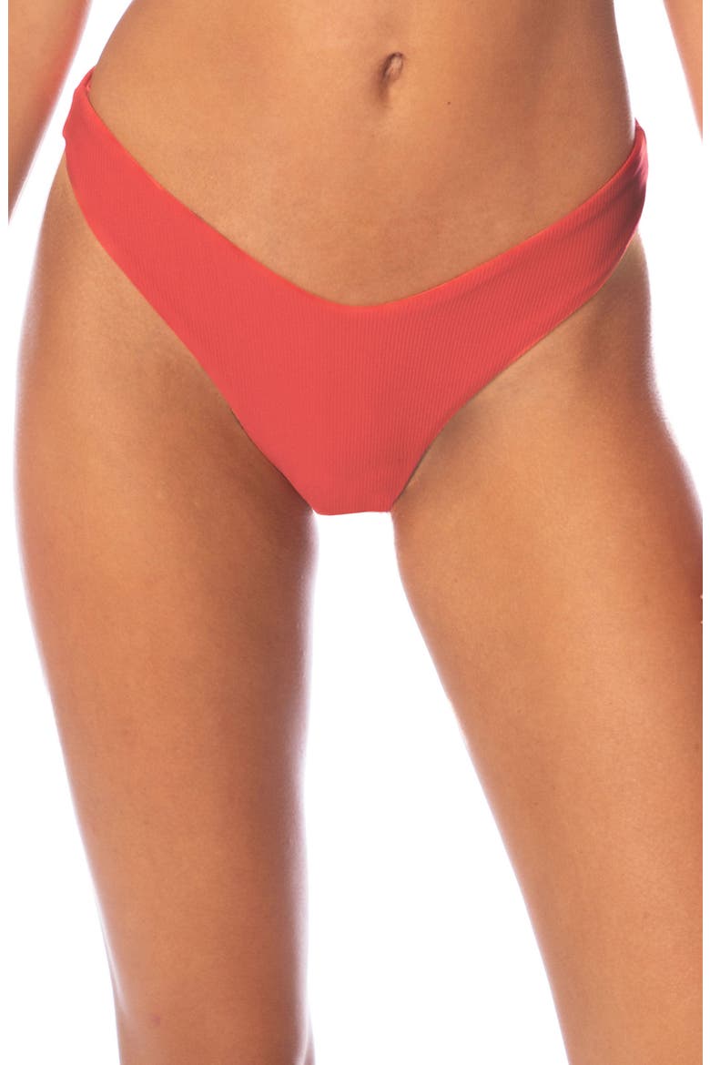 Red Camelia Splendour High Cut Reversible Bikini Bottoms, Main, color, RED