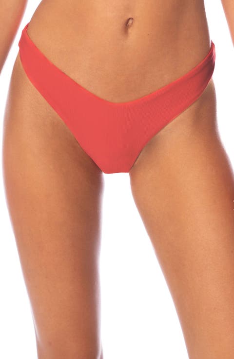 Red Camelia Splendour High Cut Reversible Bikini Bottoms